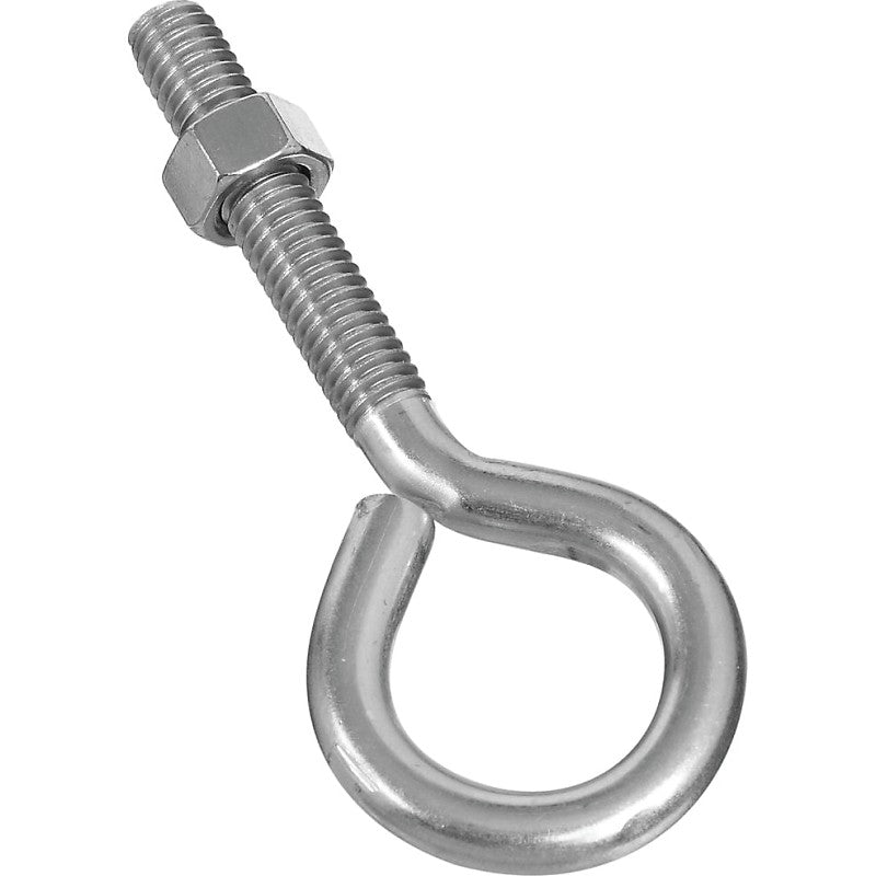 National Hardware N221-648 Eye Bolt, 4 in OAL, 3/8-16 Thread, 2 in L Thread, 1 in ID Dia Eye, 2.35 in L Shank