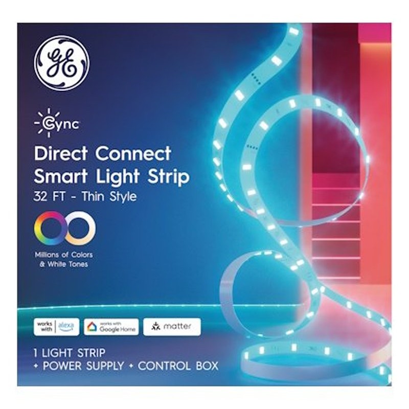 GE 93131731 Smart Color Changing Light Strip, 120 V, 10 W, LED Lamp, 250 Lumens, 4000 K Color Temp