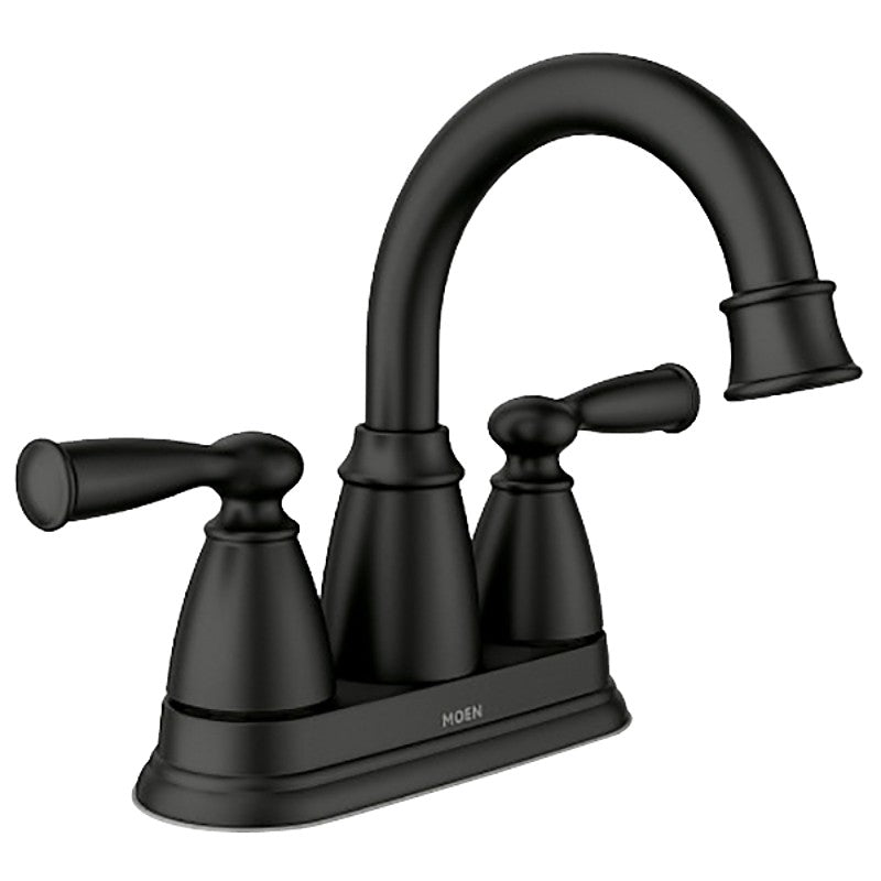 Moen Banbury 84943BL Centerset Bathroom Faucet, 1.2 gpm, 2-Handle, 3-Faucet Hole, Metal, Matte Black