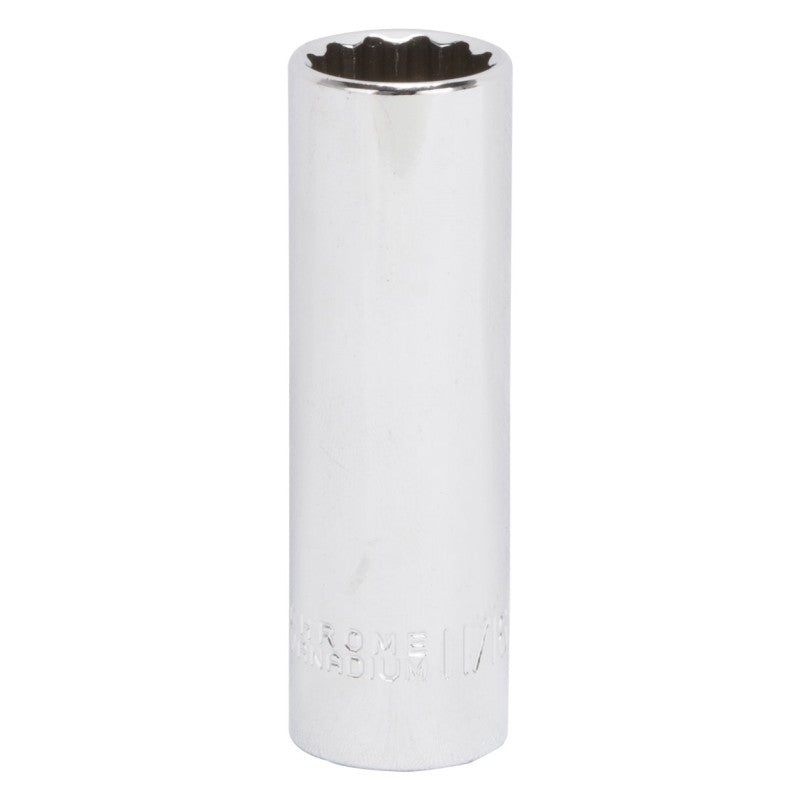 Vulcan MT6527949 Drive Socket, 11/16 in Socket, 1/2 in Drive, 12-Point, Chrome Vanadium Steel, Chrome (POS)
