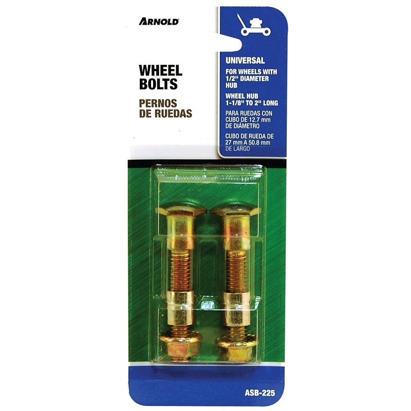Arnold ASB-225 Wheel Bolt, Universal, Steel, For: Wheels with 1/2 in Dia Bore and Hub Width From 1-1/8 to 2 in Long