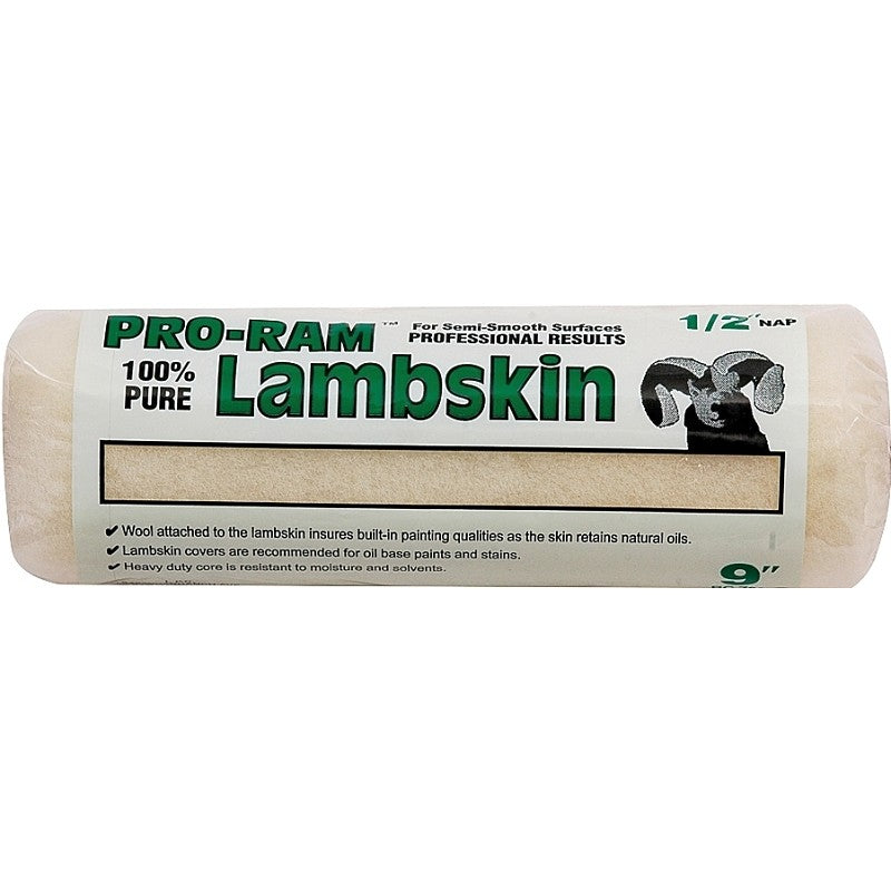 Linzer RC 700 Paint Roller Cover, 1/2 in Thick Nap, 9 in L, Lambskin Cover