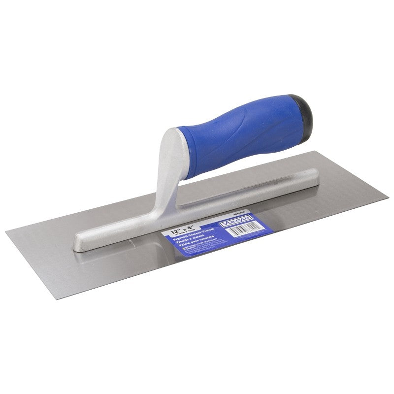 Vulcan 36202 Cement Trowel, 12 in L Blade, 4 in W Blade, Right Angle End, Ergonomic Handle, Plastic Handle