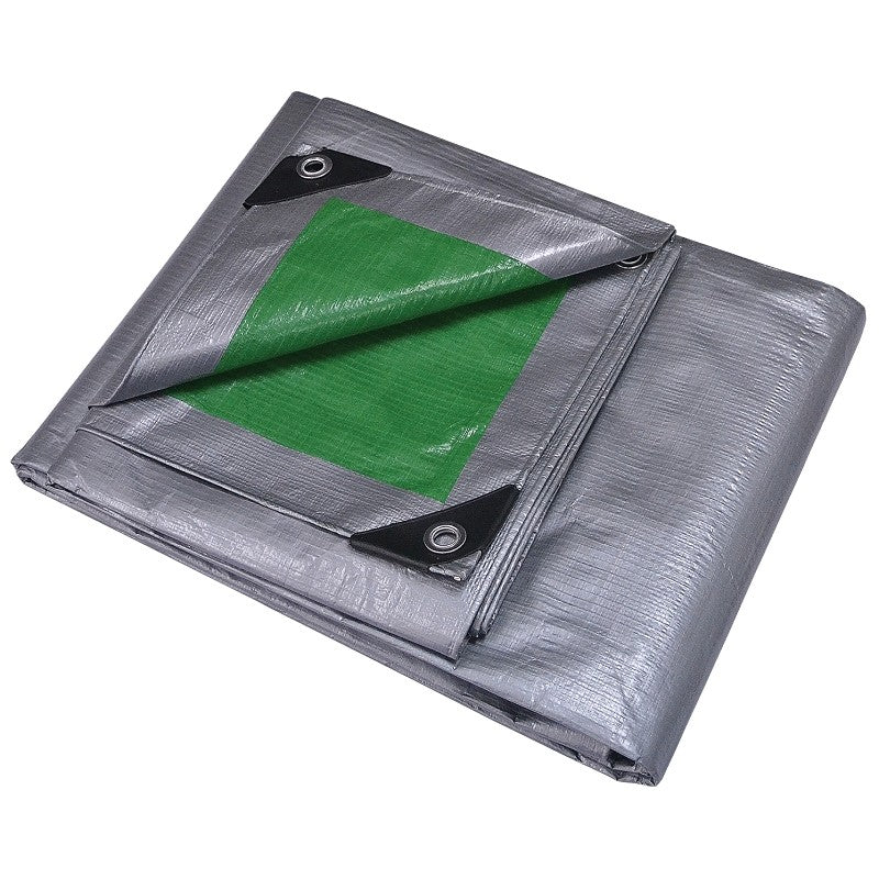ProSource T2040GS140 Tarpaulin, 40 ft L, 20 ft W, 8 mil Thick, Polyethylene, Green/Silver
