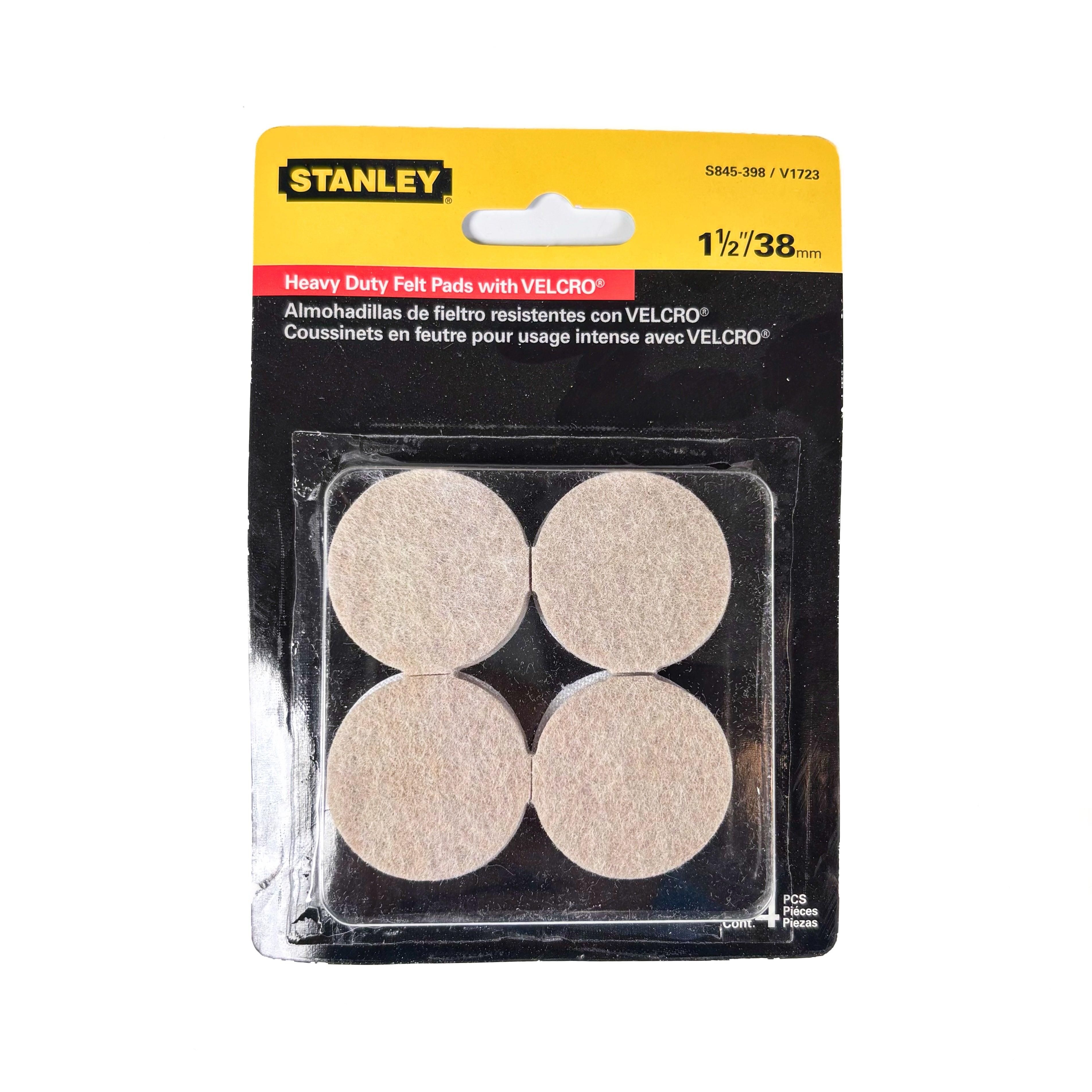 Heavy Duty Felt Pads Hook & Loop Back 1-1/2 Inch Round Oatmeal 4 Pack