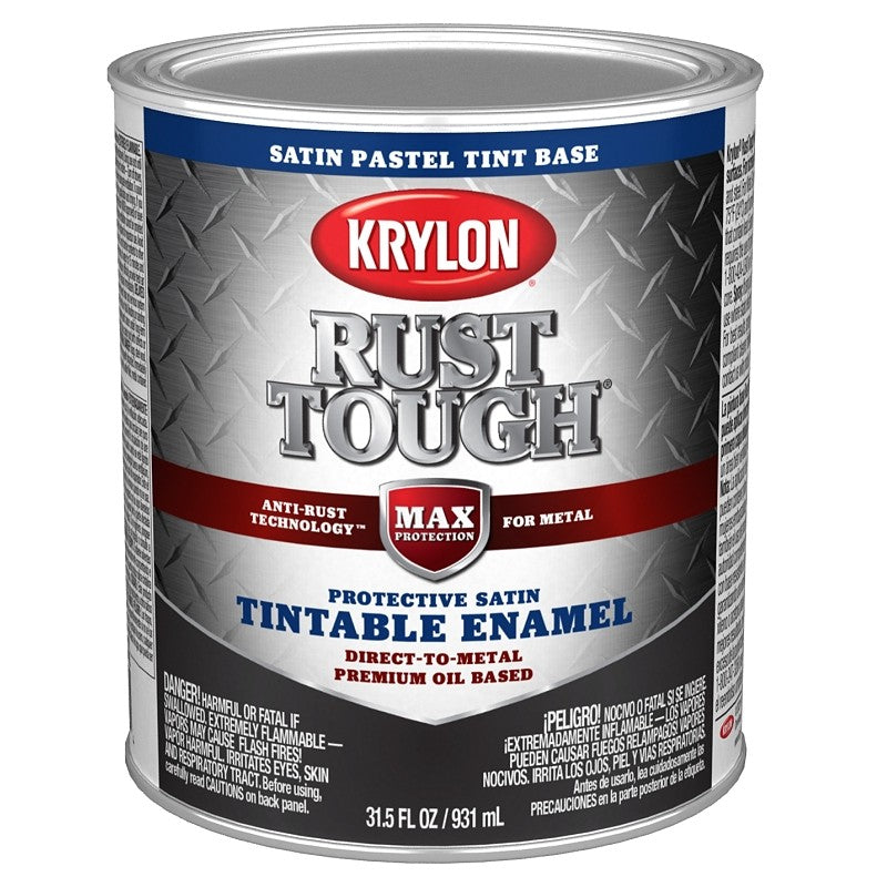 Krylon Rust Tough K09726008 Enamel Paint, Satin Sheen, Pastel Tint, 1 qt, 400 sq-ft/gal Coverage Area (Pack of 2)