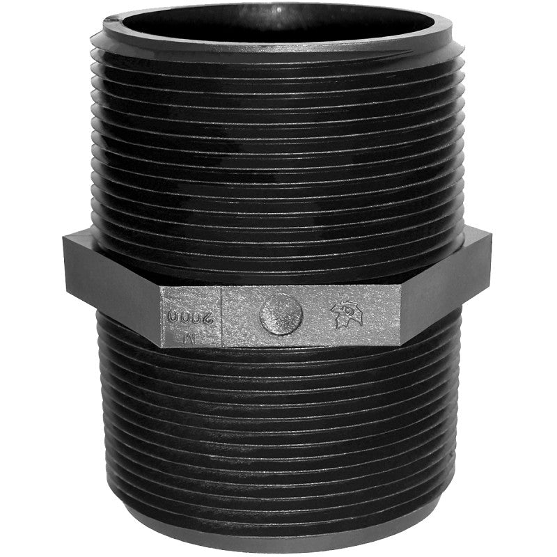 Green Leaf M3000P Pipe Nipple, 3 in, MNPT, Polypropylene, Black, SCH 80 Schedule, Close L