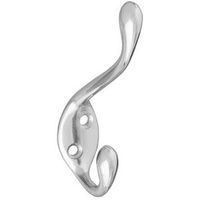 Heavy Duty Upscale Extended Coat and Hat Hook Bright Nickel Chrome