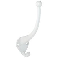 Heavy Duty 75 Pound Rated Ball End Tall Garment Hook White