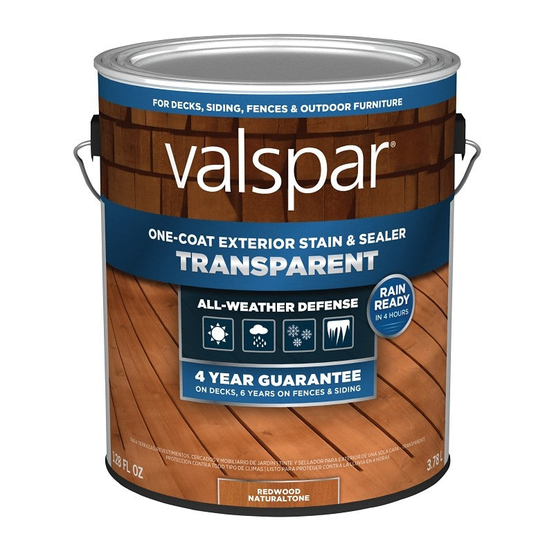Valspar VL1028081-16 Stain and Sealer, Transparent, Red Natural, Liquid, 1 gal (Pack of 4)