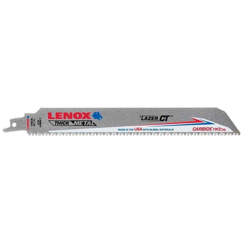 Lenox 2014224 Series Reciprocating Saw Blade, Applicable Materials: Iron, 1 in W, 9 in L, 8 TPI, Carbide Cutting Edge