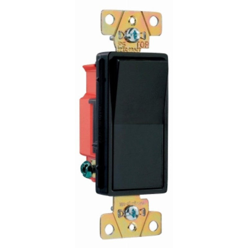 Legrand 2621BKCC8 Decorator Switch, 20 A, 120/277 VAC, Back Wire, Side Wire Terminal, 3.53 in H x 1.3 in W x 1.06 in D