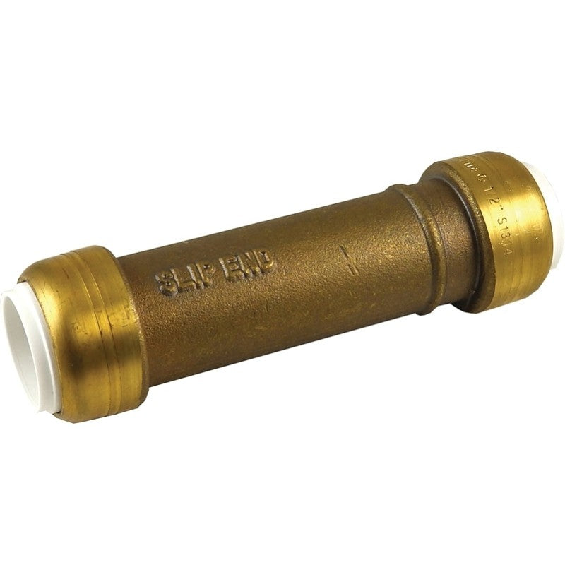 SharkBite UIP3008A Slip Pipe Coupling, 1/2 in, Brass, SCH 40, SCH 80, SCH 180 Schedule, 200 psi Pressure