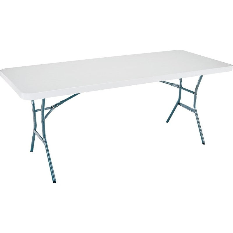 Lifetime Products 5011 Fold-in-Half Table, 72.2 in L x 30 in W x 29 in H Open, Steel Frame, Polyethylene Tabletop
