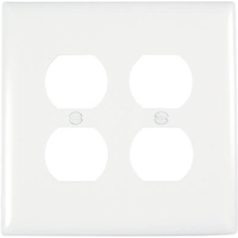 Legrand TradeMaster TPJ Series TPJ82WCC10 Wallplate, 5.0625 in L, 5-1/8 in W, Jumbo, 2-Gang, Plastic, White
