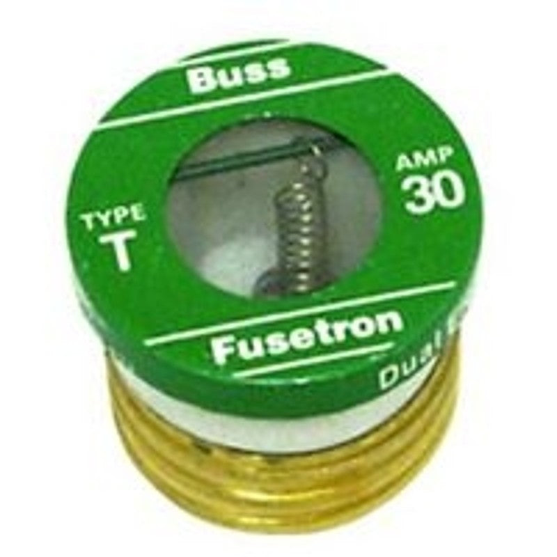 Bussmann BP/T-30 Plug Fuse, 30 A, 125 V, 10 kA Interrupt, Time Delay Fuse, Plastic Body, Low Voltage