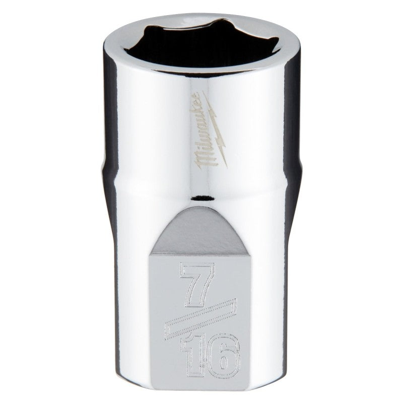 Milwaukee 45-34-9063 Socket, 7/16 in Socket, Standard Socket, 3.543 in OAL, 3/8 in Drive, 6-Point, Chrome