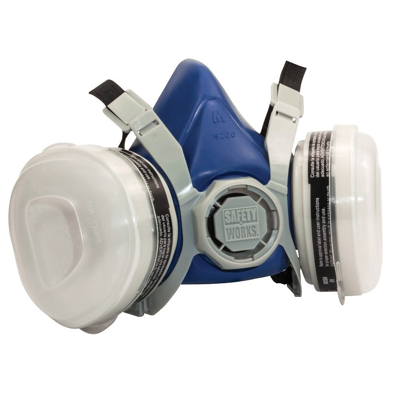 SAFETY WORKS SWX Series SWX00318 Paint and Pesticide Respirator, Medium Mask, Black/Blue