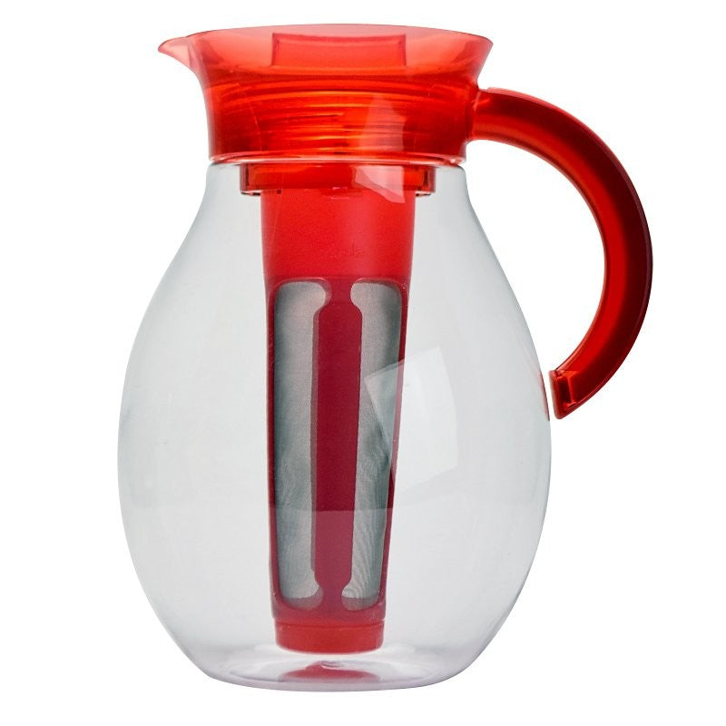 Primula PTBRE-3710 Big Iced Tea Pitcher, 1 gal Capacity, Stainless Steel/Tritan Plastic, Red