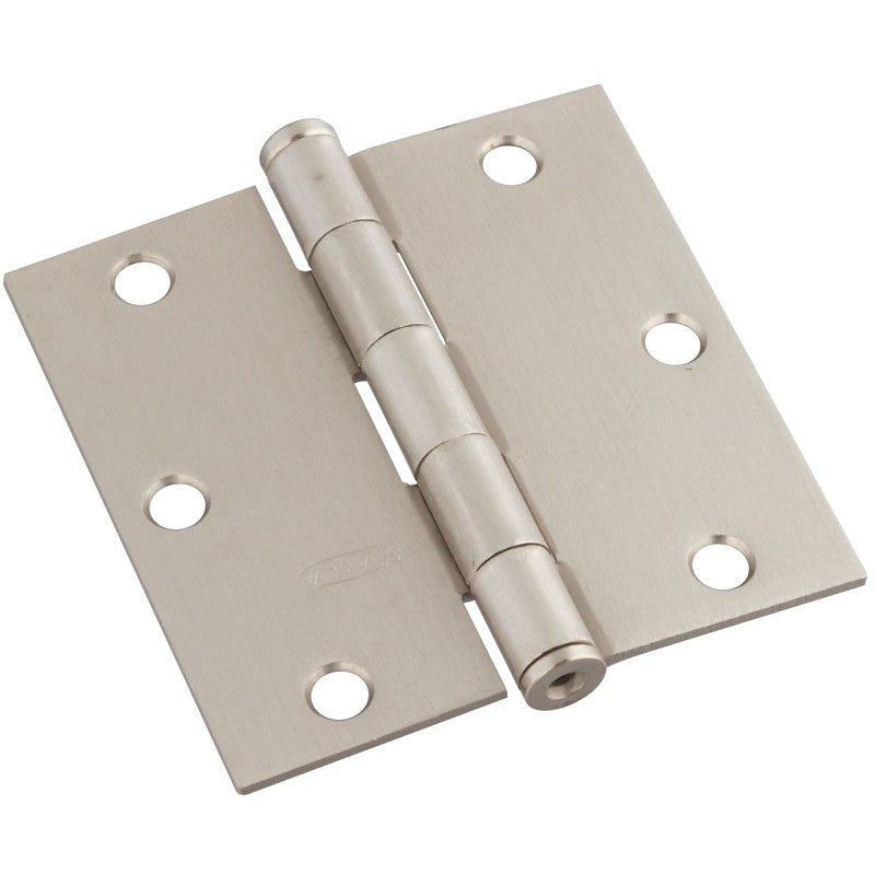 National Hardware N830-326 Square Corner Door Hinge, Cold Rolled Steel, Satin Nickel, Full-Mortise Mounting