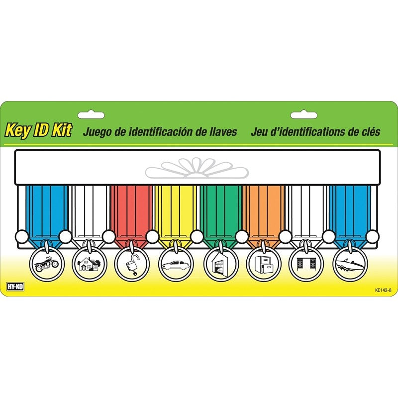 Hy-Ko KC143-8 Key Identification Tag Kit, 5.5 in H x 11.25 in W x 0.62 in D Dimensions, Plastic, 8/PK