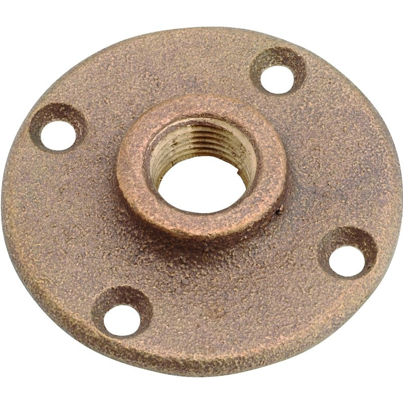 Anderson Metals 738151-08 Floor Pipe Flange, 1/2 in, 4-Bolt Hole, Red Brass