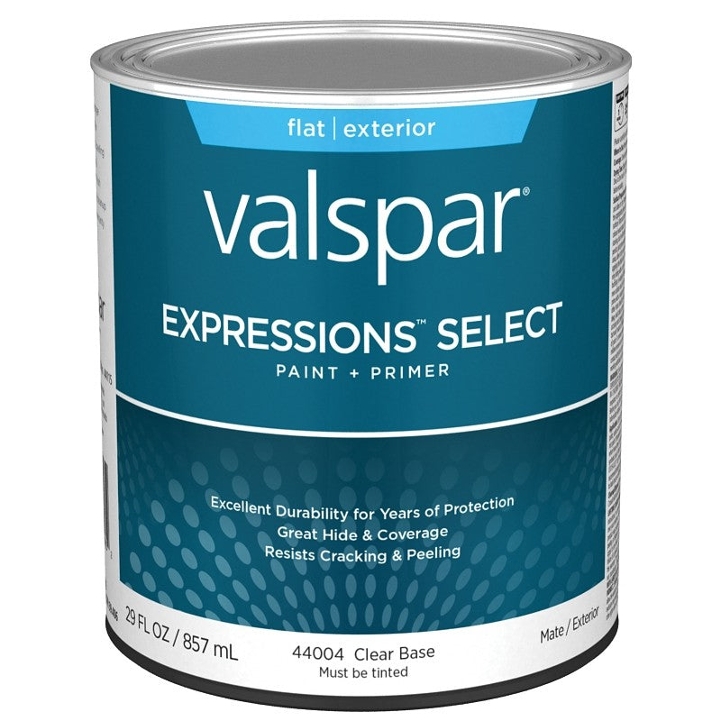 Valspar Expressions Select 4400 028.0044004.005 Latex Paint, Acrylic Base, Flat, Clear Base, 1 qt