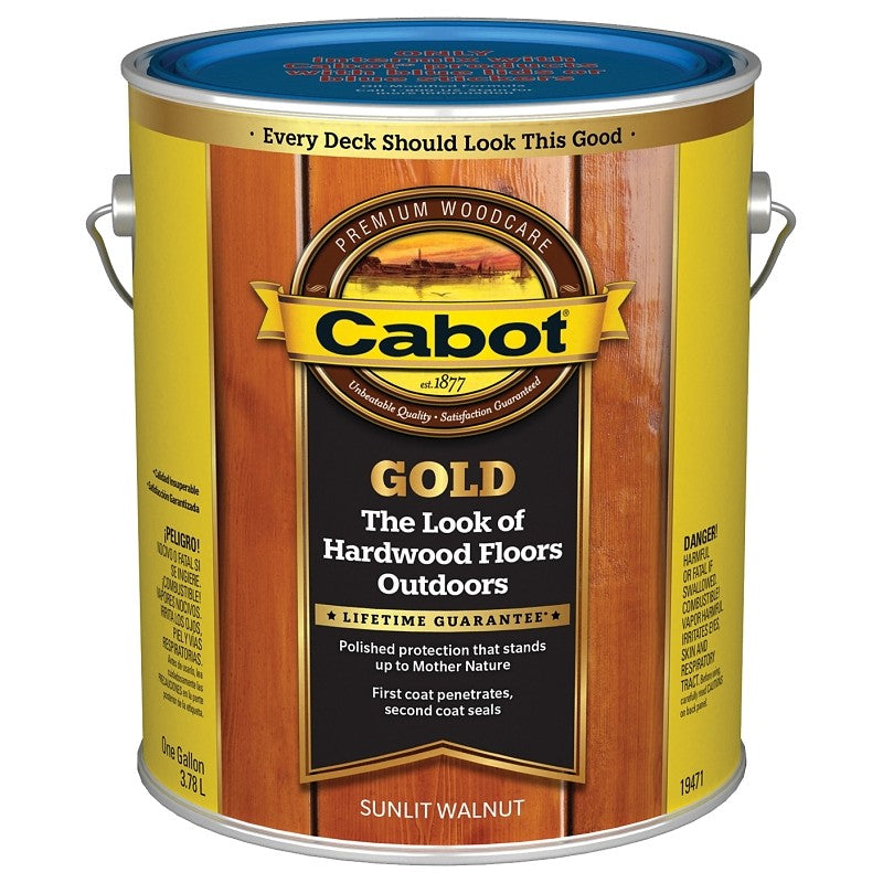 Cabot 140.0019471.007 Exterior Stain, Gold Satin, Sunlit Walnut, Liquid, 1 gal, Can (Pack of 4)
