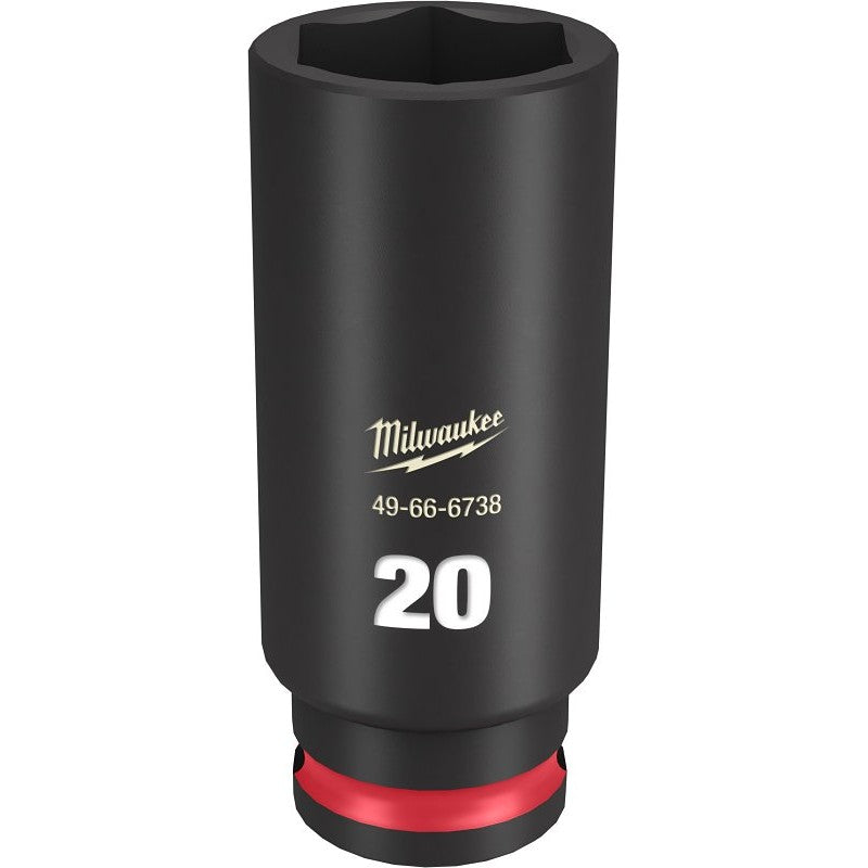 Milwaukee SHOCKWAVE Impact Duty Series 49-66-6738 Deep Impact Socket, 20 mm Socket, 3/8 in Drive, Square Drive, 6-Point