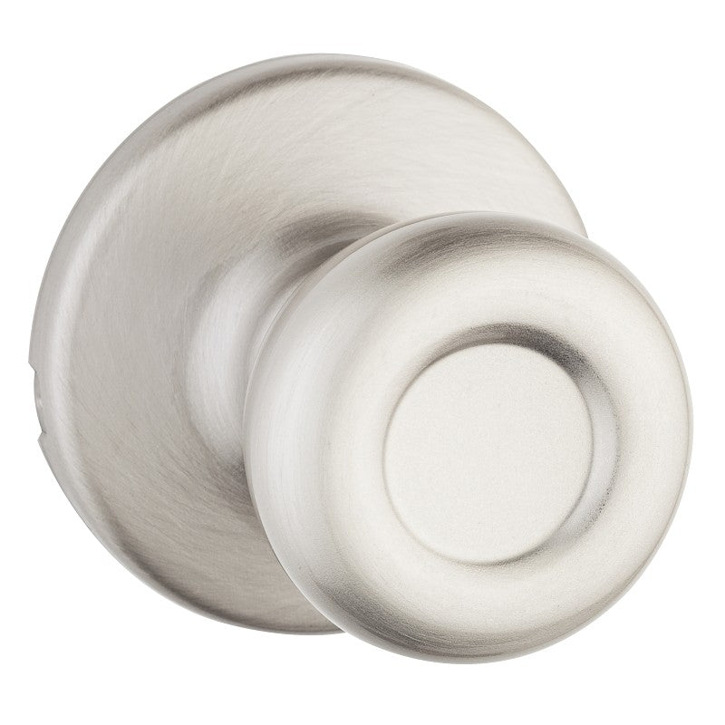 Kwikset 200T 15 CP Passage Knob, Metal, Satin Nickel, 2-3/8 to 2-3/4 in Backset, 1-3/8 to 1-3/4 in Thick Door