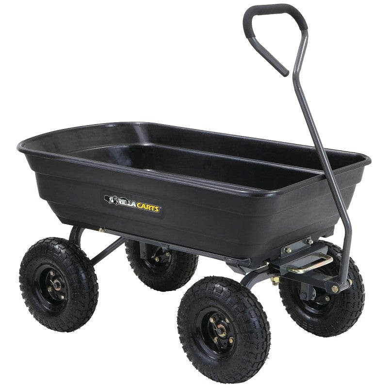 Gorilla Carts GCG-4 Garden Dump Cart, 600 lb, 35.2 in L x 21.8 in W Deck, Plastic Deck, 4-Wheel, 10 in Wheel