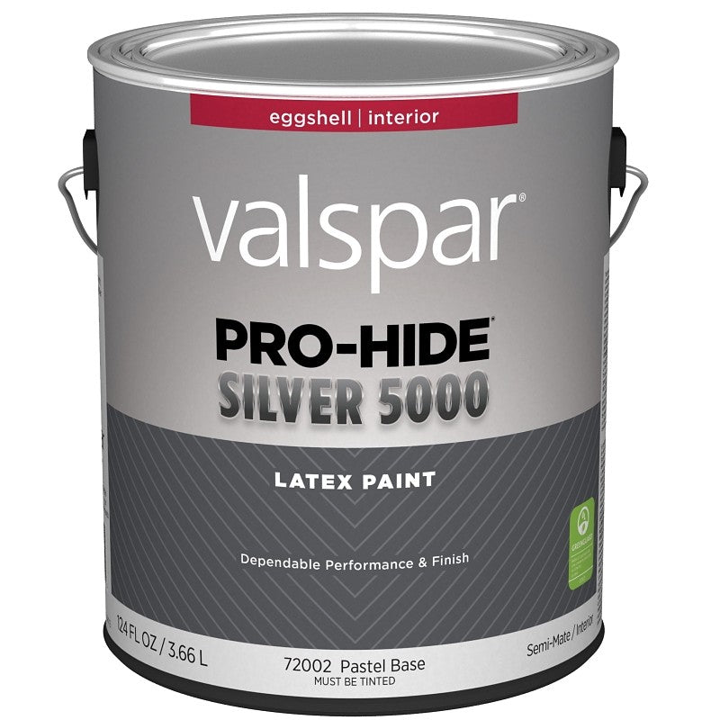 Valspar Pro-Hide Silver 5000 7300 028.0072002.007 Latex Paint, Water Base, Eggshell, Pastel Base, 1 gal (Pack of 4)
