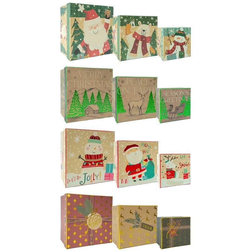 Santas Forest 69911 Hot Stamp Set-Up Box, Cardboard, Assorted Print (Pack of 8)