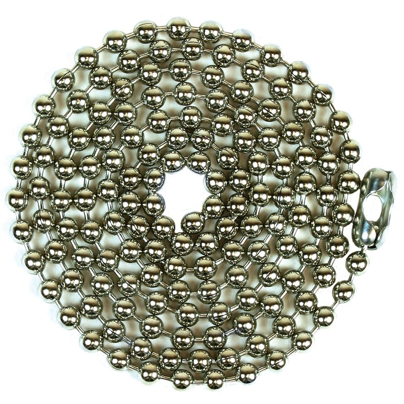Jandorf 94995 Beaded Chain with Connector, 3 ft L, Brass, Nickel