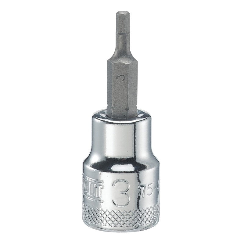 DEWALT DWMT75456OSP Fractional Hex Bit Socket, 3 mm Tip, 3/8 in Drive, Polished Chrome Vanadium, 1-31/32 in OAL