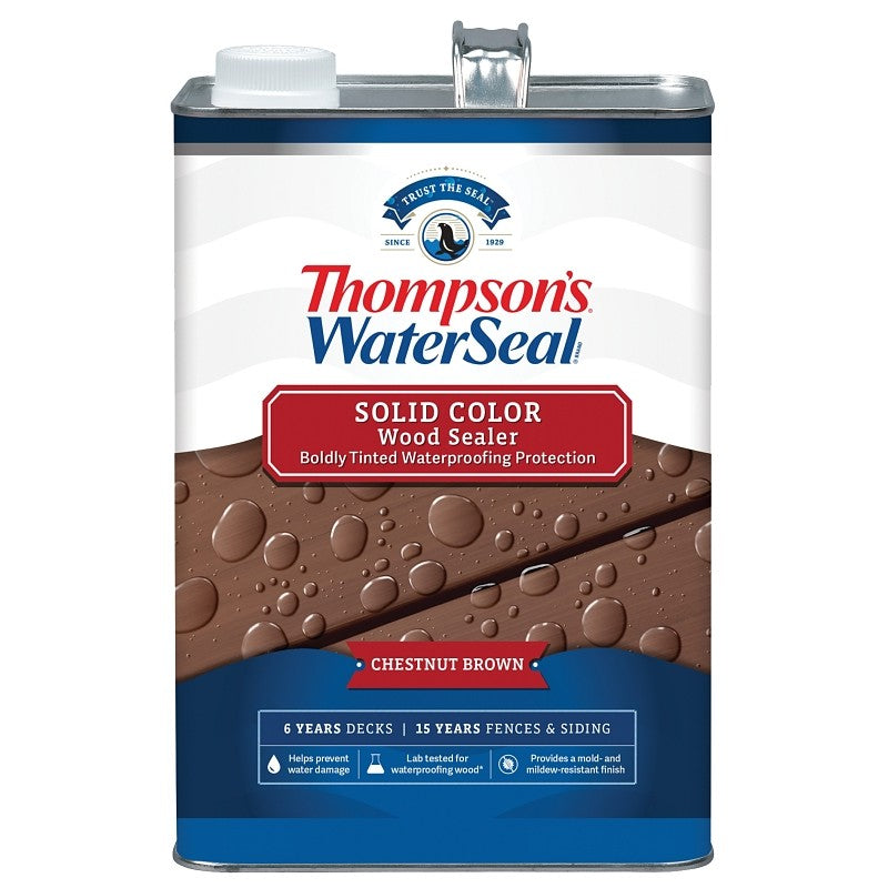 Thompson's WaterSeal TH.093301-16 Wood Sealer, Solid, Liquid, Chestnut Brown, 1 gal (Pack of 4)