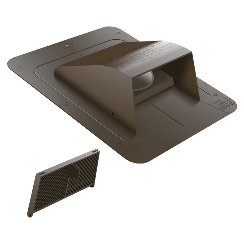 Canplas 6015BR Roof Dryer and Bathroom Exhaust Vent, 6-1/8 in W Hood, 3-1/4 in H Hood, 4 in Duct, Brown Hood