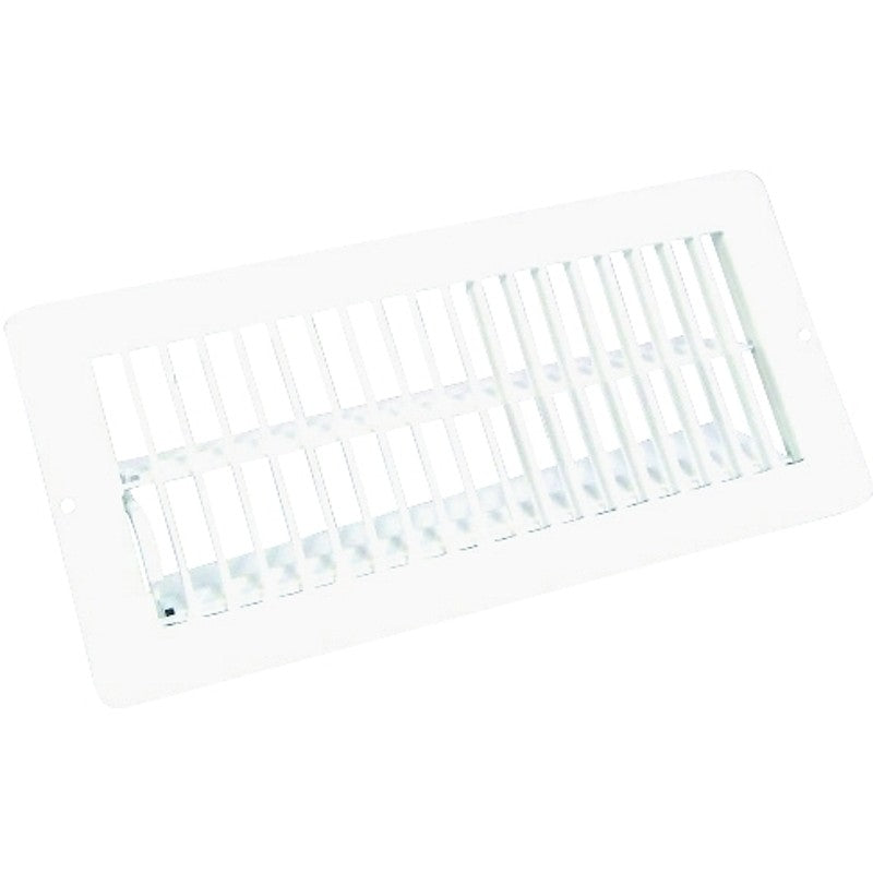 US Hardware V-103WB Floor Register, 11/16 in L, Steel, White