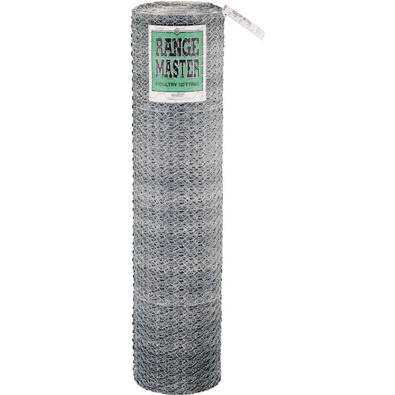 Rangemaster 5925 Poultry Net, 150 ft L, 18 in W, 20 Gauge, Hexagonal Mesh, 1 in Mesh, Steel