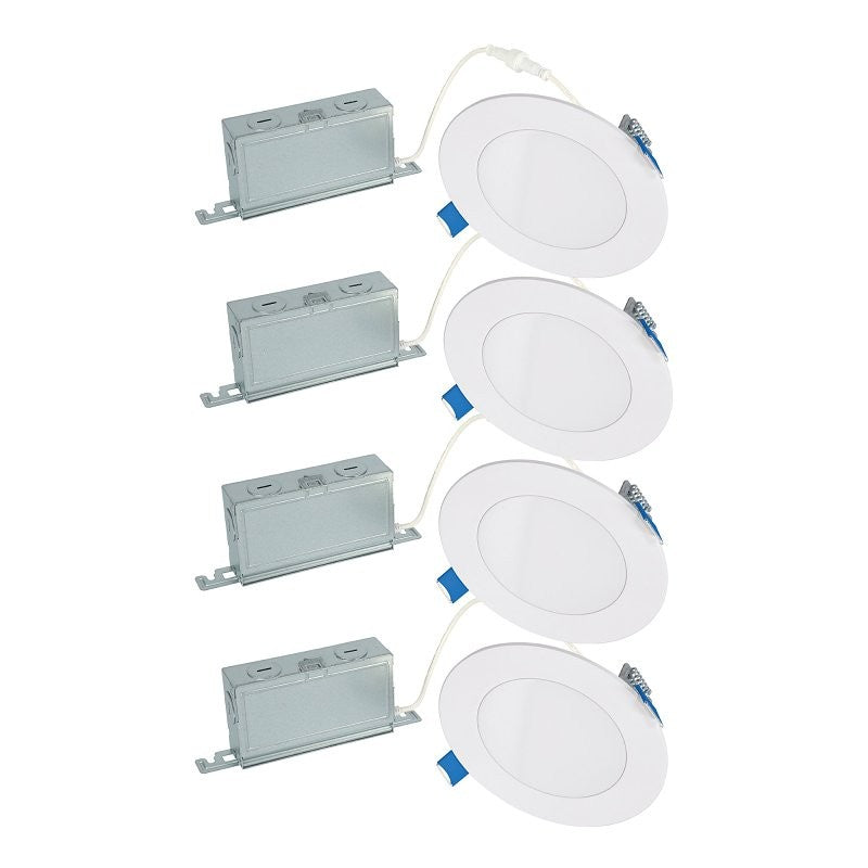 Halo HLB Lite Series HLBSL406FS5-4PK Canless Downlight, 8.3, 8.5 W, 120 V, LED Lamp, Plastic, White, Matte