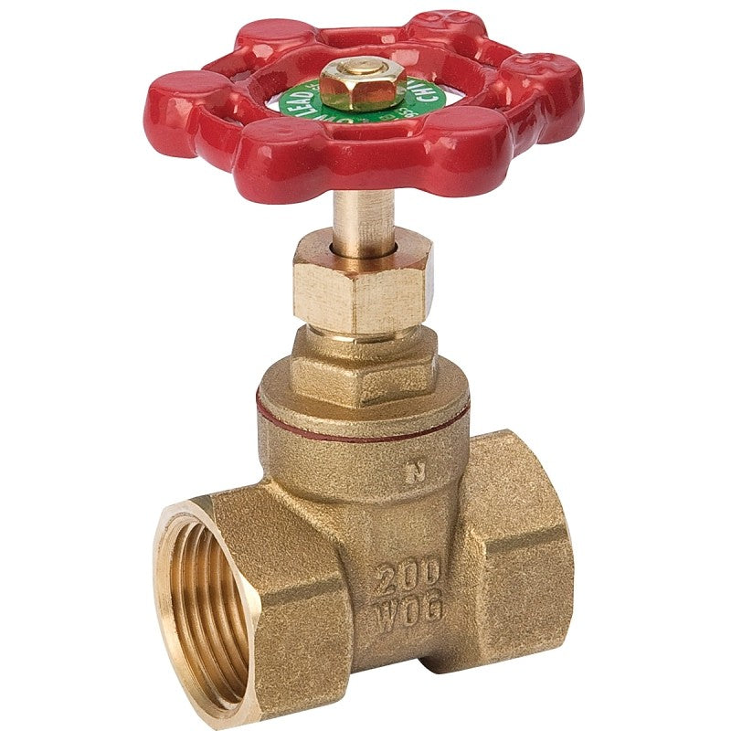 B & K ProLine Series 100-407NL Gate Valve, 1-1/2 in Connection, FPT, 200/125 psi Pressure, Brass Body