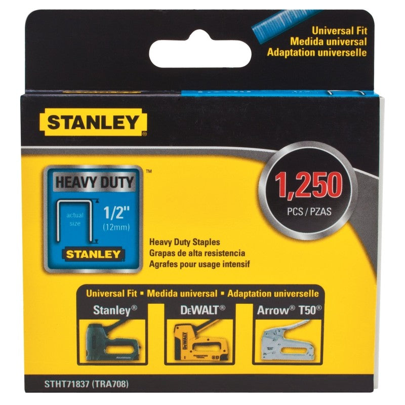 STANLEY STHT71837 Staple, 27/64 in W Crown, 1/2 in L Leg, Steel, 0.05 ga, Glue Collation