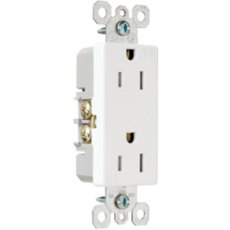 Pass & Seymour radiant Series 885TRWCC12 Duplex Receptacle, Thermoplastic, White, 2-Pole, 15 A, 125 V, NEMA: 5-15R