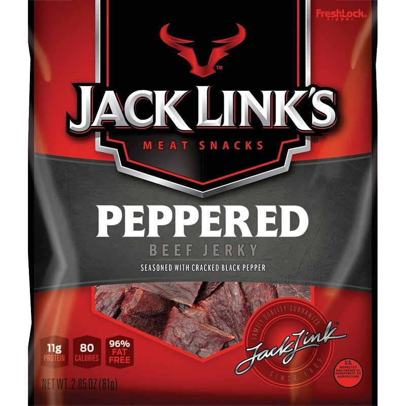 Jack Link's 10000007614 Snack, Jerky, Pepper, 2.85 oz, Beef, Citric Acid, Hydrolyzed Corn Protein (Pack of 8)