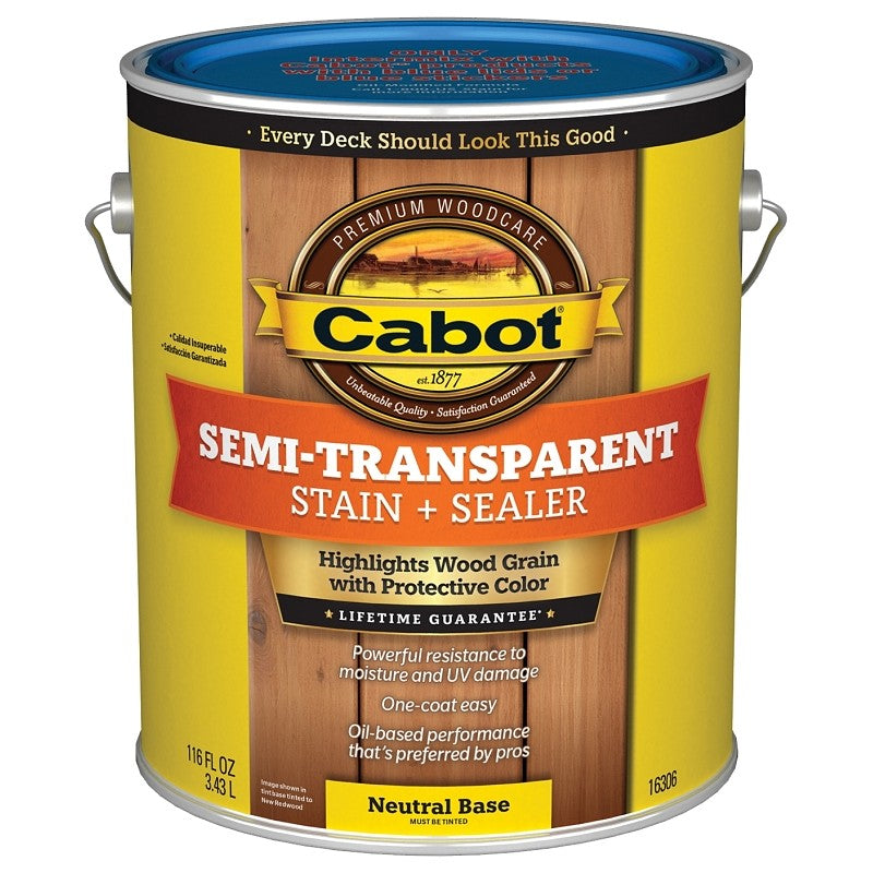 Cabot 140.0016306.007 Deck and Siding Stain, Flat, Neutral Base, Liquid, 1 gal (Pack of 4)