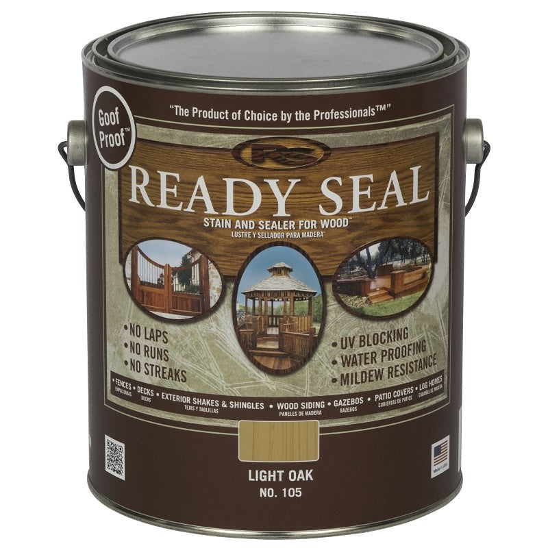 Ready Seal 105 Stain and Sealer, Light Oak, 1 gal, Can (Pack of 4)