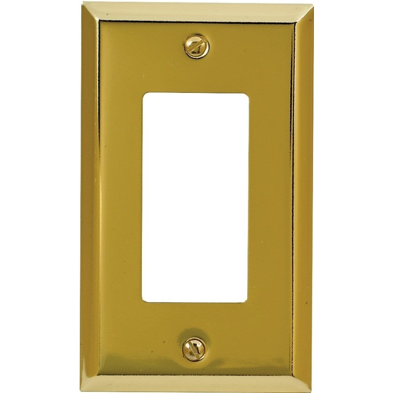 Amerelle 163RBR Wallplate, Traditional, 4-15/16 in L, 2-7/8 in W, 1-Gang, Steel, Polished Brass