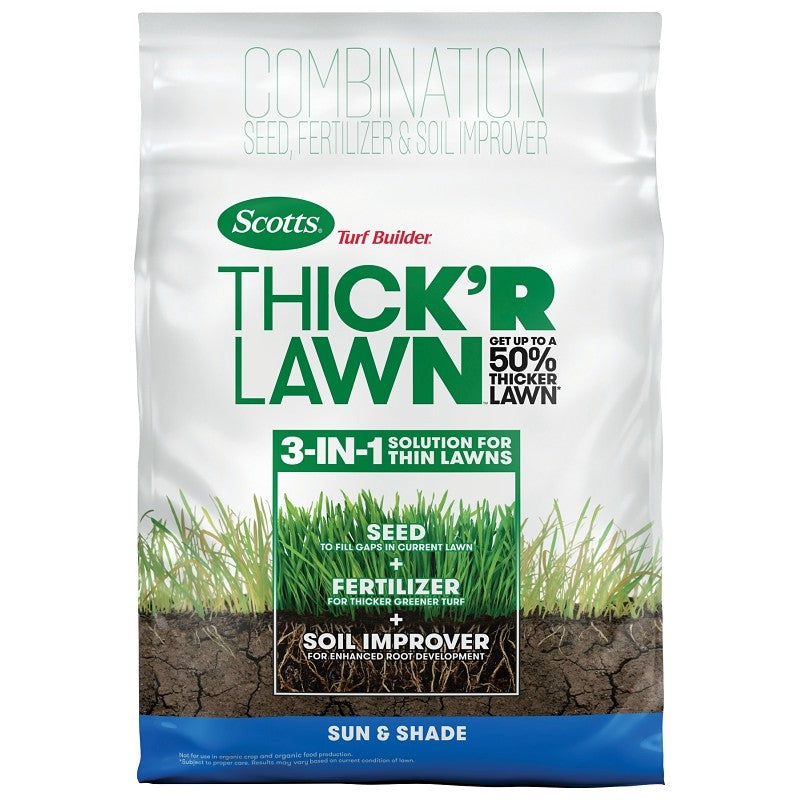 Scotts 30158C Thick'R Lawn Sun and Shade Mix Grass Seed, 40 lb Bag