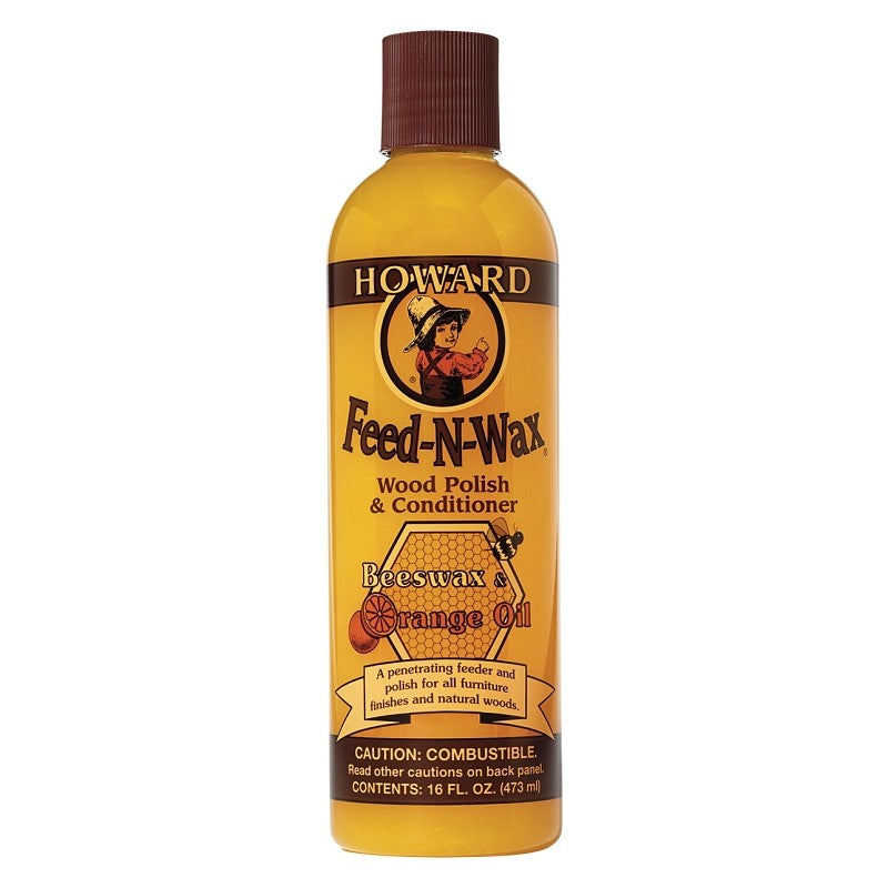 Howard FW0016 Polish and Conditioner, 16 oz, Bottle, Yellow, Solid, Orange