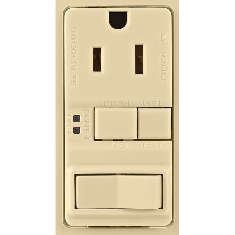 Eaton Wiring Devices VGFS15V-MSP GFCI Receptacle and Switch, 2 -Pole, 15 A, 125 VAC, NEMA: NEMA 5-15R, Ivory